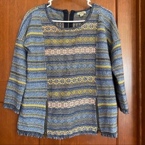 Lucky Brand Escape Fringe Hip-Zip Sweater